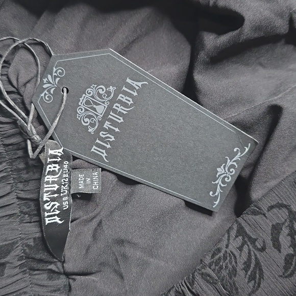 1499 NWT Disturbia Faustina Flocked Chiffon Mock Wrap Midaxi Skirt US 8 - Picture 4 of 8